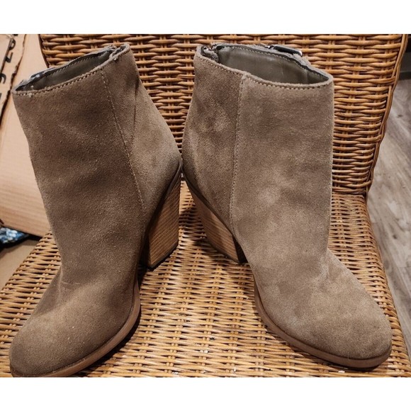 Lucky Brand Boots Womens 9.5 Leather Suede Booties Emmerlee Country Western 2.5" - Picture 3 of 12